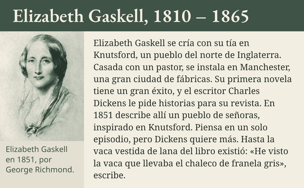 Elizabeth Gaskell, 1810 – 1865. Elizabeth Gaskell se cría con su tía en Knutsford, un pueblo del norte de Inglaterra. Casada con un pastor, se instala en Manchester, una gran ciudad de fábricas. Su primera novela tiene…