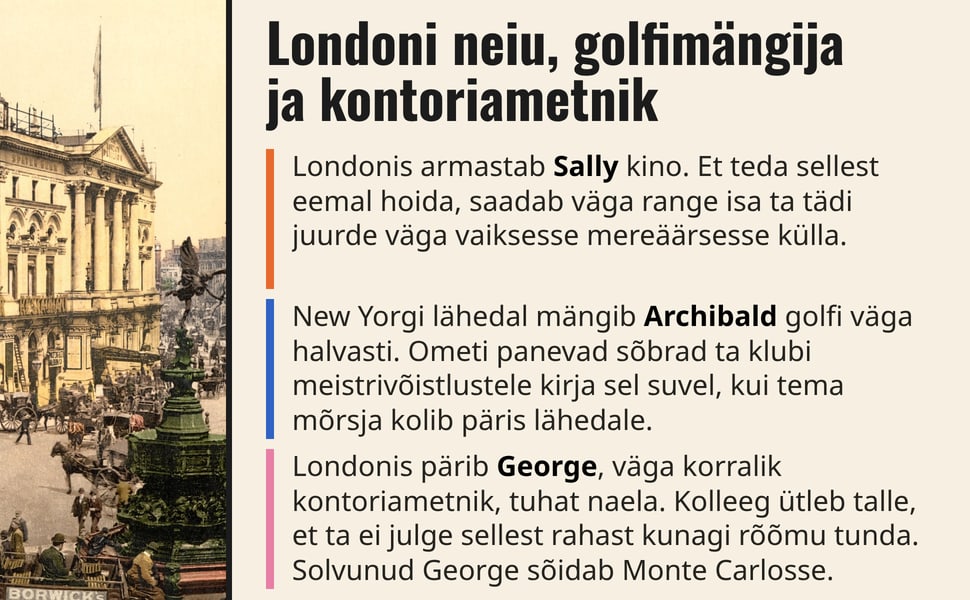 Londoni neiu, golfimängija ja kontoriametnik. Londonis armastab Sally kino. Et teda sellest eemal hoida, saadab väga range isa ta tädi juurde väga vaiksesse mereäärsesse külla.