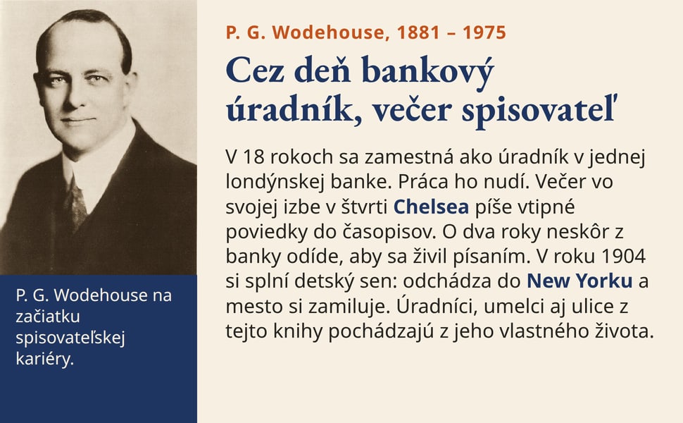 Cez deň bankový úradník, večer spisovateľ. V 18 rokoch sa zamestná ako úradník v jednej londýnskej banke. Práca ho nudí. Večer vo svojej izbe v štvrti Chelsea píše vtipné poviedky do časopisov. O dva roky neskôr z…