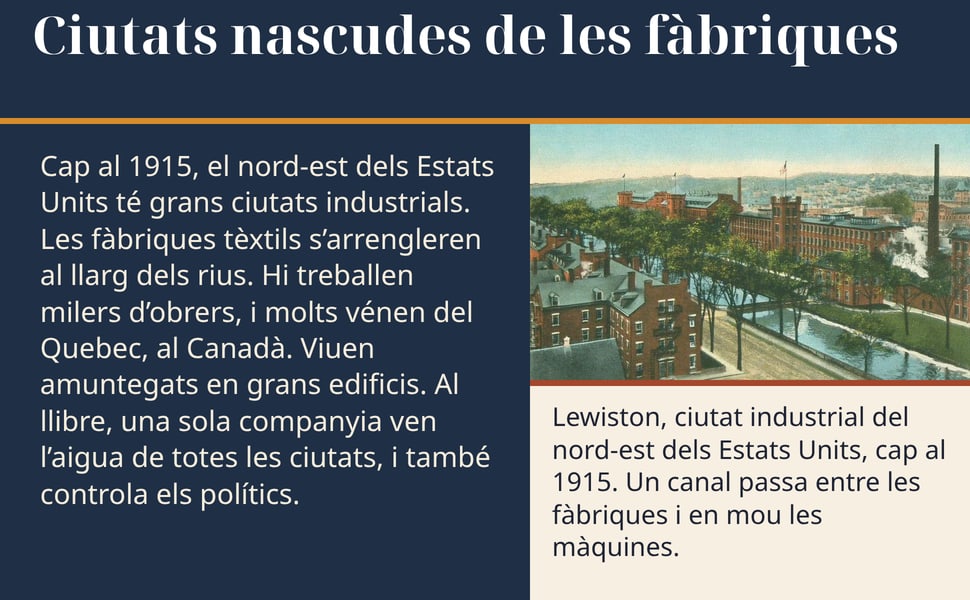 Ciutats nascudes de les fàbriques. Cap al 1915, el nord-est dels Estats Units té grans ciutats industrials. Les fàbriques tèxtils s’arrengleren al llarg dels rius. Hi treballen milers d’obrers, i molts vénen del…