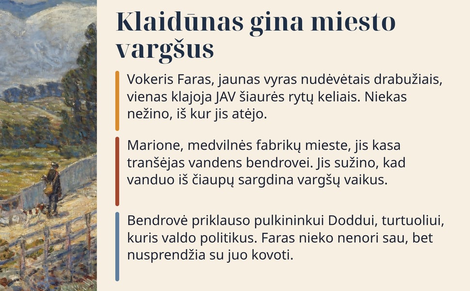 Klaidūnas gina miesto vargšus. Vokeris Faras, jaunas vyras nudėvėtais drabužiais, vienas klajoja JAV šiaurės rytų keliais. Niekas nežino, iš kur jis atėjo.
