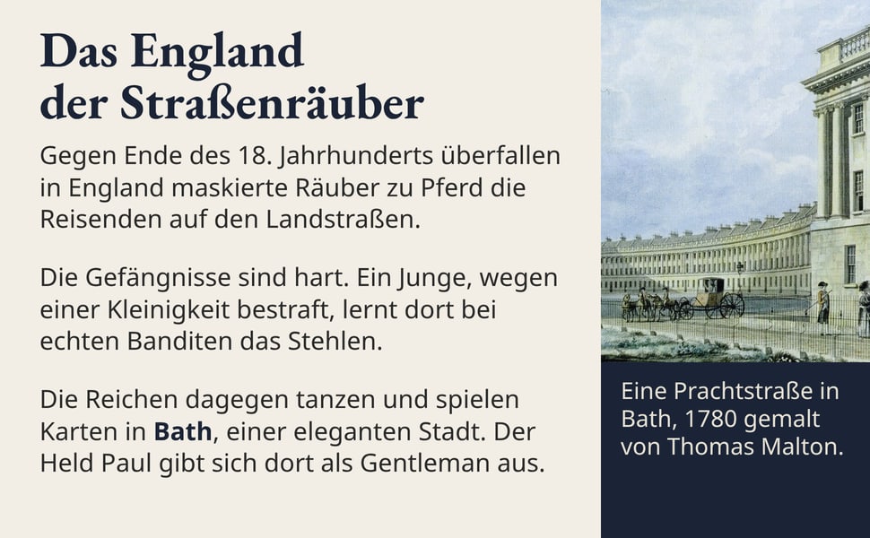 Das England der Straßenräuber. Gegen Ende des 18. Jahrhunderts überfallen in England maskierte Räuber zu Pferd die Reisenden auf den Landstraßen.