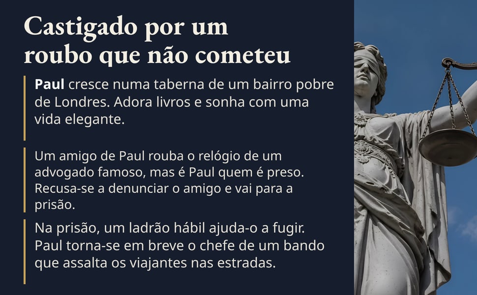 Castigado por um roubo que não cometeu. Paul cresce numa taberna de um bairro pobre de Londres. Adora livros e sonha com uma vida elegante.