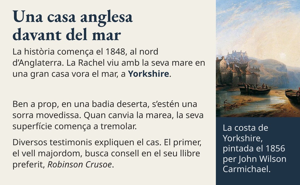 Una casa anglesa davant del mar. La història comença el 1848, al nord d’Anglaterra. La Rachel viu amb la seva mare en una gran casa vora el mar, a Yorkshire.