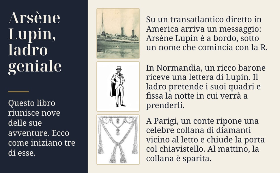 Arsène Lupin, ladro geniale. Questo libro riunisce nove delle sue avventure. Ecco come iniziano tre di esse.