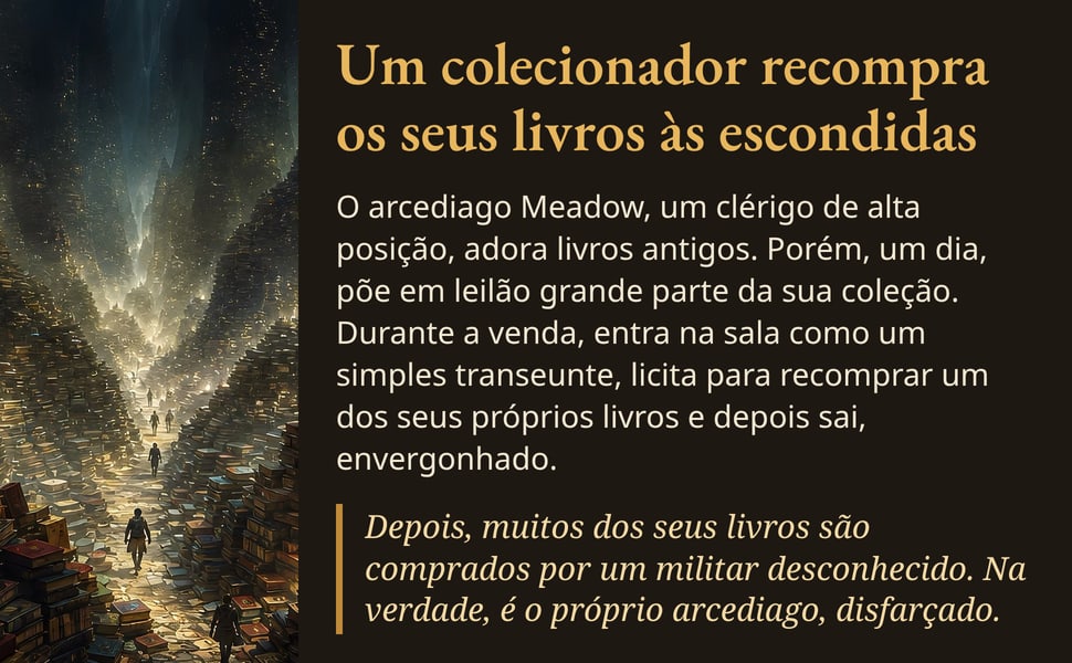 Um colecionador recompra os seus livros às escondidas. O arcediago Meadow, um clérigo de alta posição, adora livros antigos. Porém, um dia, põe em leilão grande parte da sua coleção. Durante a venda, entra na sala como…