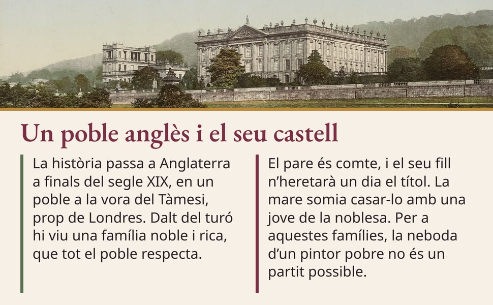 Un poble anglès i el seu castell. La història passa a Anglaterra a finals del segle XIX, en un poble a la vora del Tàmesi, prop de Londres. Dalt del turó hi viu una família noble i rica, que tot el poble respecta.