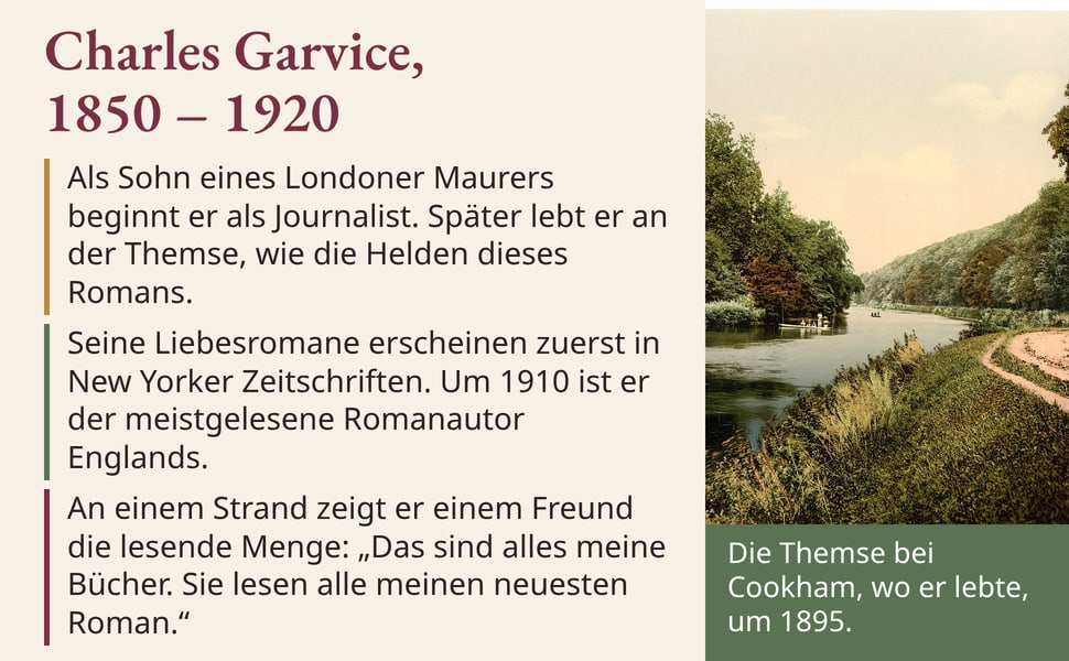 Charles Garvice, 1850⁠ –⁠ 1920. Als Sohn eines Londoner Maurers beginnt er als Journalist. Später lebt er an der Themse, wie die Helden dieses Romans.