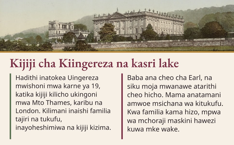Kijiji cha Kiingereza na kasri lake. Hadithi inatokea Uingereza mwishoni mwa karne ya 19, katika kijiji kilicho ukingoni mwa Mto Thames, karibu na London. Kilimani inaishi familia tajiri na tukufu, inayoheshimiwa na…