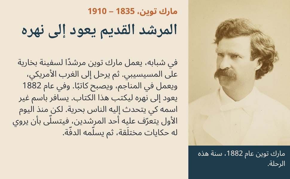 المرشد القديم يعود إلى نهره. في شبابه، يعمل مارك توين مرشدًا لسفينة بخارية على المسيسيبي. ثم يرحل إلى الغرب الأمريكي، ويعمل في المناجم، ويصبح كاتبًا. وفي عام 1882 يعود إلى نهره ليكتب هذا الكتاب. يسافر باسم غير اسمه كي…