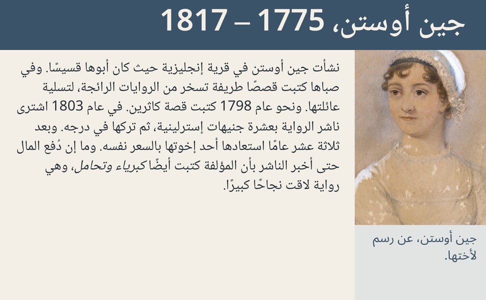 جين أوستن، 1775 – 1817. نشأت جين أوستن في قرية إنجليزية حيث كان أبوها قسيسًا. وفي صباها كتبت قصصًا طريفة تسخر من الروايات الرائجة، لتسلية عائلتها. ونحو عام 1798 كتبت قصة كاثرين. في عام 1803 اشترى ناشر الرواية بعشرة…