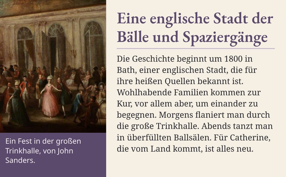Eine englische Stadt der Bälle und Spaziergänge. Die Geschichte beginnt um 1800 in Bath, einer englischen Stadt, die für ihre heißen Quellen bekannt ist. Wohlhabende Familien kommen zur Kur, vor allem aber, um einander…