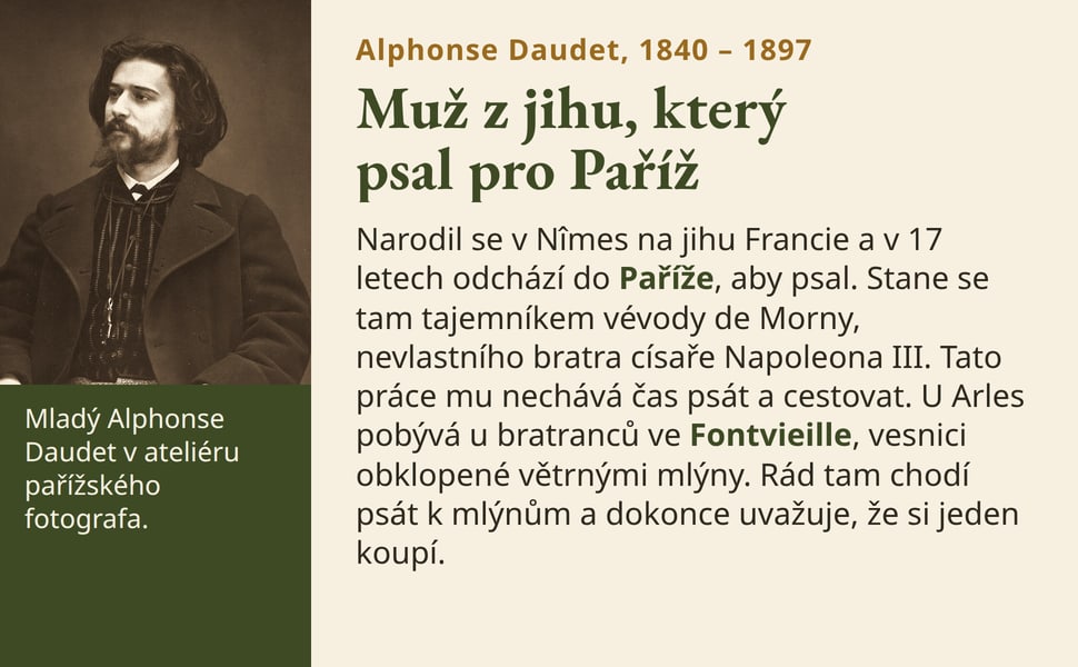 Muž z jihu, který psal pro Paříž. Narodil se v Nîmes na jihu Francie a v 17 letech odchází do Paříže, aby psal. Stane se tam tajemníkem vévody de Morny, nevlastního bratra císaře Napoleona III. Tato práce mu nechává…