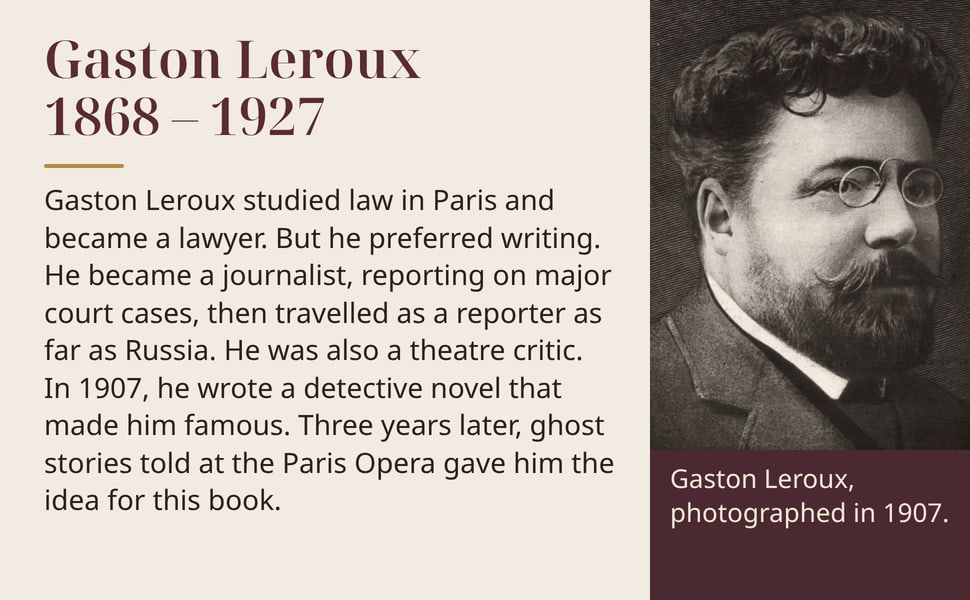 Gaston Leroux 1868 – 1927. Gaston Leroux studied law in Paris and became a lawyer. But he preferred writing. He became a journalist, reporting on major court cases, then travelled as a reporter as far as Russia. He was…