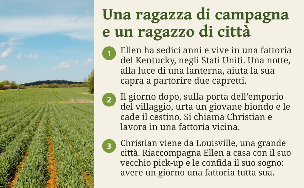Una ragazza di campagna e un ragazzo di città. Ellen ha sedici anni e vive in una fattoria del Kentucky, negli Stati Uniti. Una notte, alla luce di una lanterna, aiuta la sua capra a partorire due capretti.