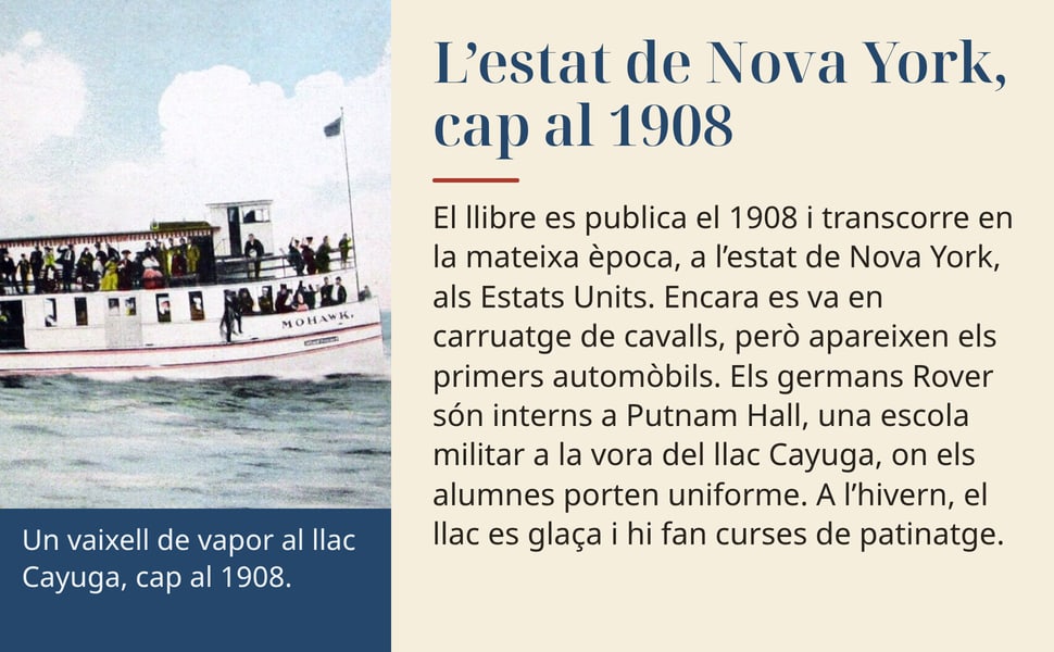 L’estat de Nova York, cap al 1908. El llibre es publica el 1908 i transcorre en la mateixa època, a l’estat de Nova York, als Estats Units. Encara es va en carruatge de cavalls, però apareixen els primers automòbils.…