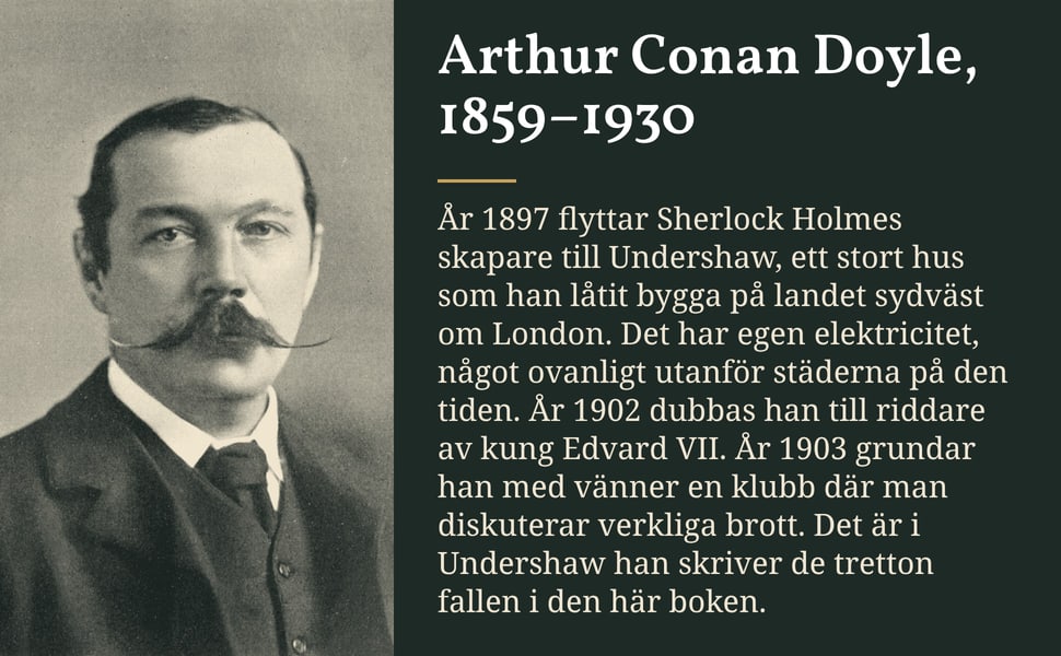 Arthur Conan Doyle, 1859–1930. År 1897 flyttar Sherlock Holmes skapare till Undershaw, ett stort hus som han låtit bygga på landet sydväst om London. Det har egen elektricitet, något ovanligt utanför städerna på den…