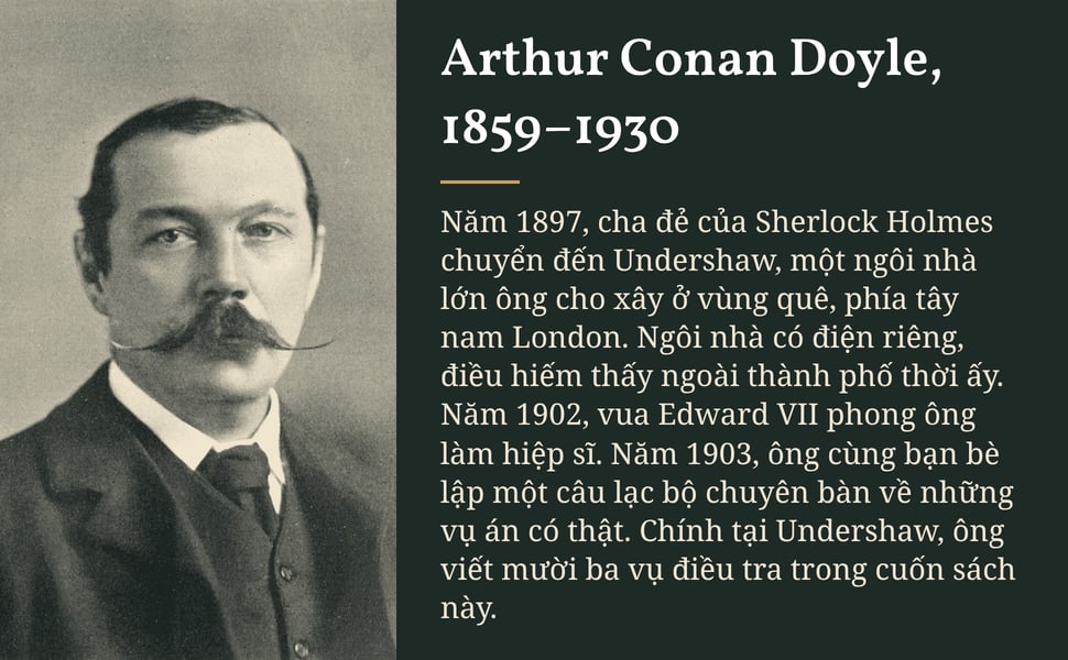 Arthur Conan Doyle, 1859–1930. Năm 1897, cha đẻ của Sherlock Holmes chuyển đến Undershaw, một ngôi nhà lớn ông cho xây ở vùng quê, phía tây nam London. Ngôi nhà có điện riêng, điều hiếm thấy ngoài thành phố thời ấy.…