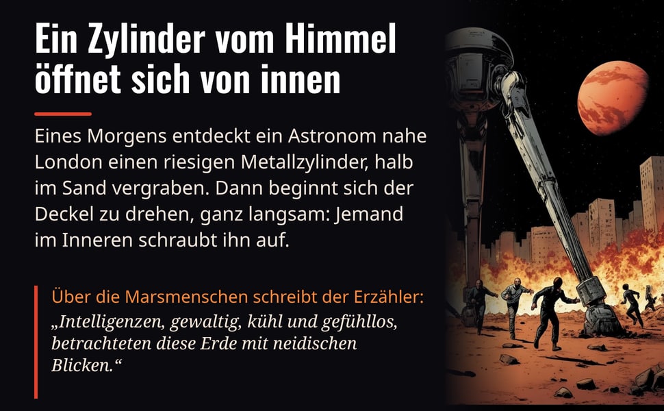 Ein Zylinder vom Himmel öffnet sich von innen. Eines Morgens entdeckt ein Astronom nahe London einen riesigen Metallzylinder, halb im Sand vergraben. Dann beginnt sich der Deckel zu drehen, ganz langsam: Jemand im…