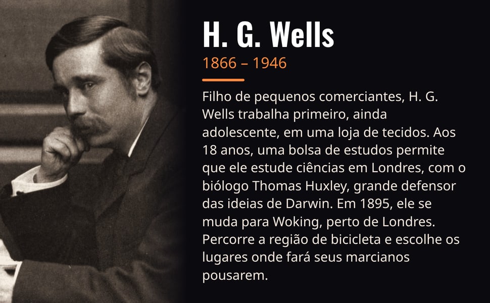 H. G. Wells. Filho de pequenos comerciantes, H. G. Wells trabalha primeiro, ainda adolescente, em uma loja de tecidos. Aos 18 anos, uma bolsa de estudos permite que ele estude ciências em Londres, com o biólogo Thomas…