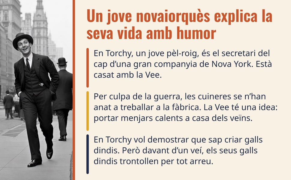 Un jove novaiorquès explica la seva vida amb humor. En Torchy, un jove pèl-roig, és el secretari del cap d’una gran companyia de Nova York. Està casat amb la Vee.