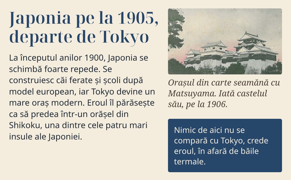Japonia pe la 1905, departe de Tokyo. La începutul anilor 1900, Japonia se schimbă foarte repede. Se construiesc căi ferate și școli după model european, iar Tokyo devine un mare oraș modern. Eroul îl părăsește ca să…