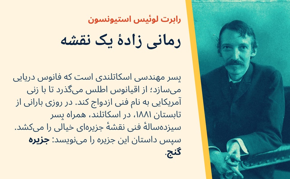رمانی زادهٔ یک نقشه. پسر مهندسی اسکاتلندی است که فانوس دریایی میسازد؛ از اقیانوس اطلس میگذرد تا با زنی آمریکایی به نام فنی ازدواج کند. در روزی بارانی از تابستان ۱۸۸۱، در اسکاتلند، همراه پسر سیزدهسالهٔ فنی نقشهٔ…