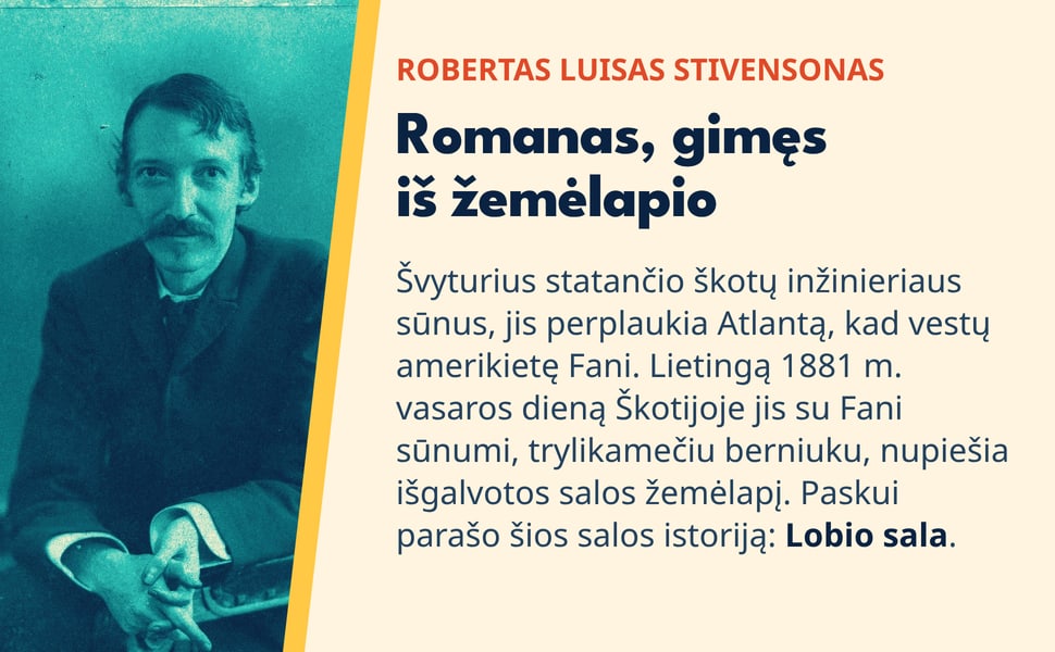Romanas, gimęs iš žemėlapio. Švyturius statančio škotų inžinieriaus sūnus, jis perplaukia Atlantą, kad vestų amerikietę Fani. Lietingą 1881 m. vasaros dieną Škotijoje jis su Fani sūnumi, trylikamečiu berniuku, nupiešia…