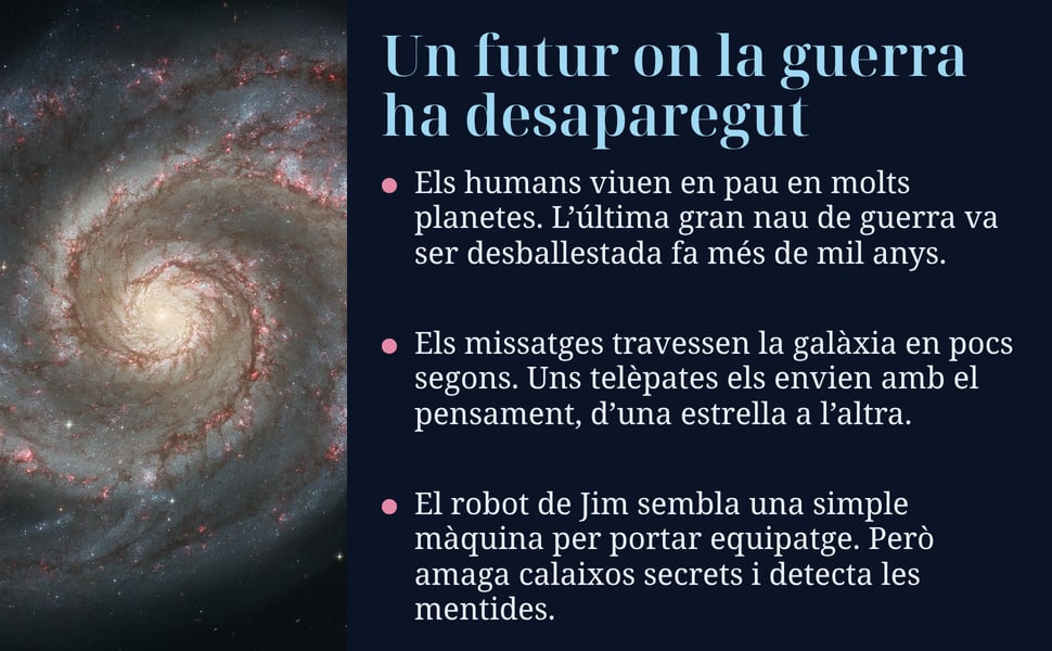 Un futur on la guerra ha desaparegut. Els humans viuen en pau en molts planetes. L’última gran nau de guerra va ser desballestada fa més de mil anys.