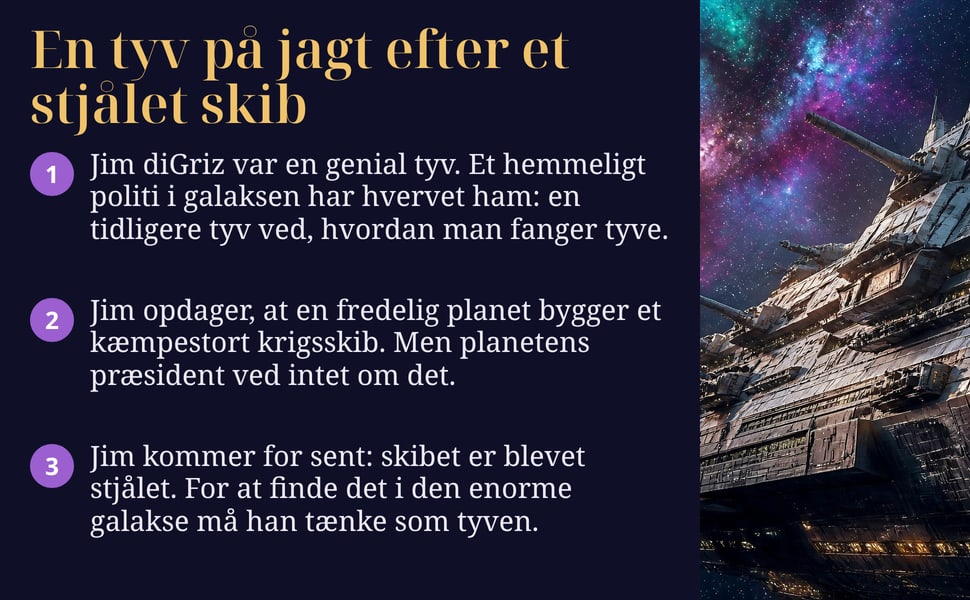 En tyv på jagt efter et stjålet skib. Jim diGriz var en genial tyv. Et hemmeligt politi i galaksen har hvervet ham: en tidligere tyv ved, hvordan man fanger tyve.