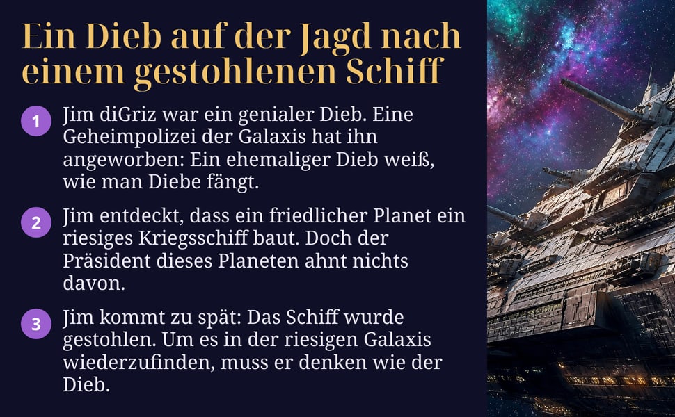 Ein Dieb auf der Jagd nach einem gestohlenen Schiff. Jim diGriz war ein genialer Dieb. Eine Geheimpolizei der Galaxis hat ihn angeworben: Ein ehemaliger Dieb weiß, wie man Diebe fängt.