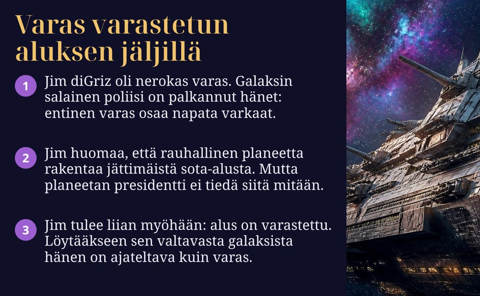 Varas varastetun aluksen jäljillä. Jim diGriz oli nerokas varas. Galaksin salainen poliisi on palkannut hänet: entinen varas osaa napata varkaat.