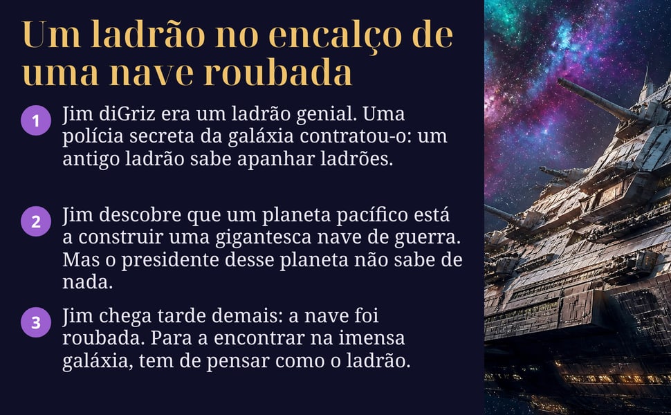 Um ladrão no encalço de uma nave roubada. Jim diGriz era um ladrão genial. Uma polícia secreta da galáxia contratou-o: um antigo ladrão sabe apanhar ladrões.