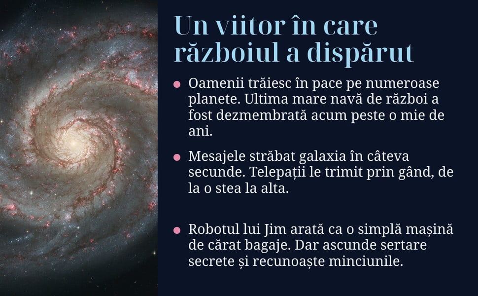 Un viitor în care războiul a dispărut. Oamenii trăiesc în pace pe numeroase planete. Ultima mare navă de război a fost dezmembrată acum peste o mie de ani.