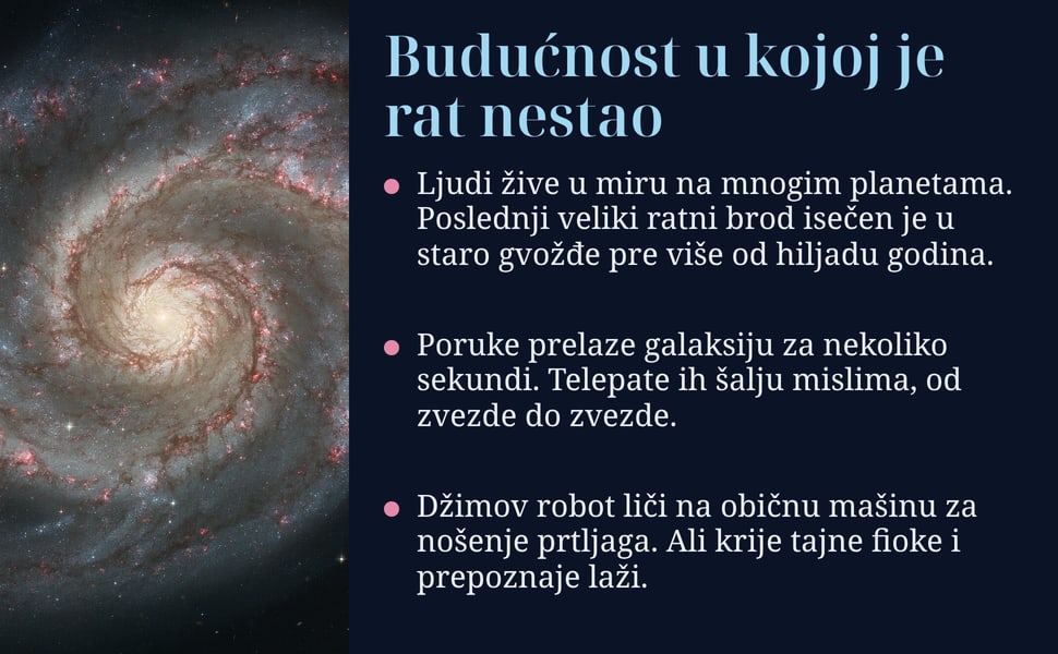 Budućnost u kojoj je rat nestao. Ljudi žive u miru na mnogim planetama. Poslednji veliki ratni brod isečen je u staro gvožđe pre više od hiljadu godina.