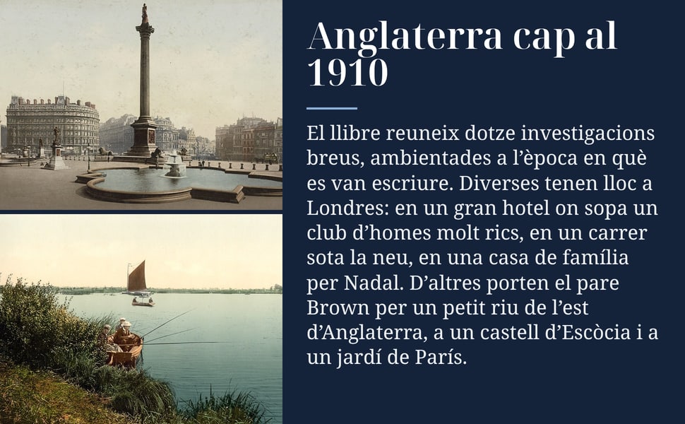 Anglaterra cap al 1910. El llibre reuneix dotze investigacions breus, ambientades a l’època en què es van escriure. Diverses tenen lloc a Londres: en un gran hotel on sopa un club d’homes molt rics, en un carrer sota…