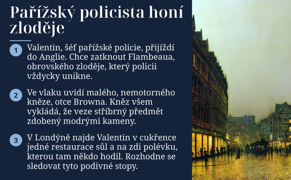 Pařížský policista honí zloděje. Valentin, šéf pařížské policie, přijíždí do Anglie. Chce zatknout Flambeaua, obrovského zloděje, který policii vždycky unikne.