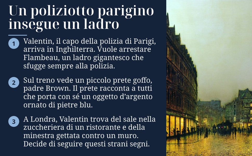 Un poliziotto parigino insegue un ladro. Valentin, il capo della polizia di Parigi, arriva in Inghilterra. Vuole arrestare Flambeau, un ladro gigantesco che sfugge sempre alla polizia.