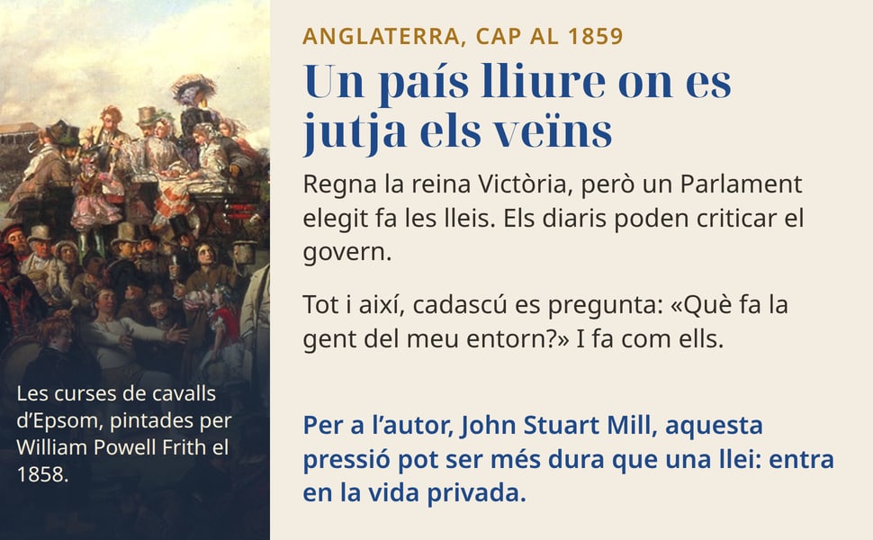 Un país lliure on es jutja els veïns. Regna la reina Victòria, però un Parlament elegit fa les lleis. Els diaris poden criticar el govern.