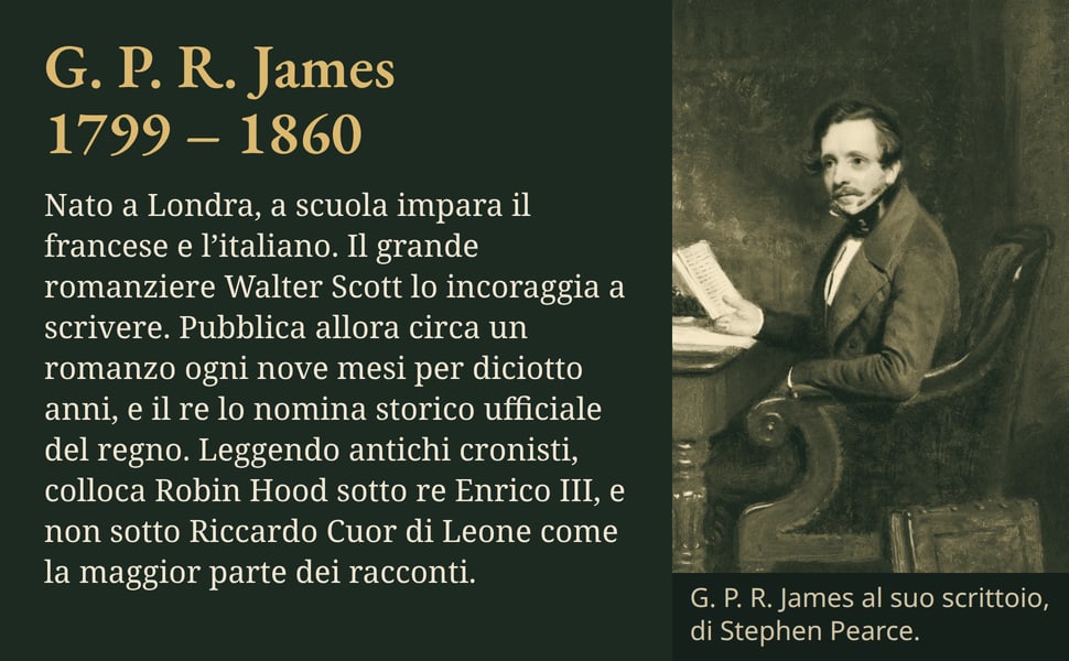 G. P. R. James 1799 – 1860. Nato a Londra, a scuola impara il francese e l’italiano. Il grande romanziere Walter Scott lo incoraggia a scrivere. Pubblica allora circa un romanzo ogni nove mesi per diciotto anni, e il…