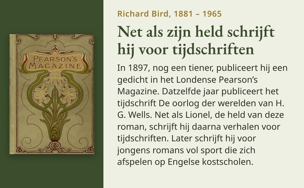 Net als zijn held schrijft hij voor tijdschriften. In 1897, nog een tiener, publiceert hij een gedicht in het Londense Pearson’s Magazine. Datzelfde jaar publiceert het tijdschrift De oorlog der werelden van H. G.…